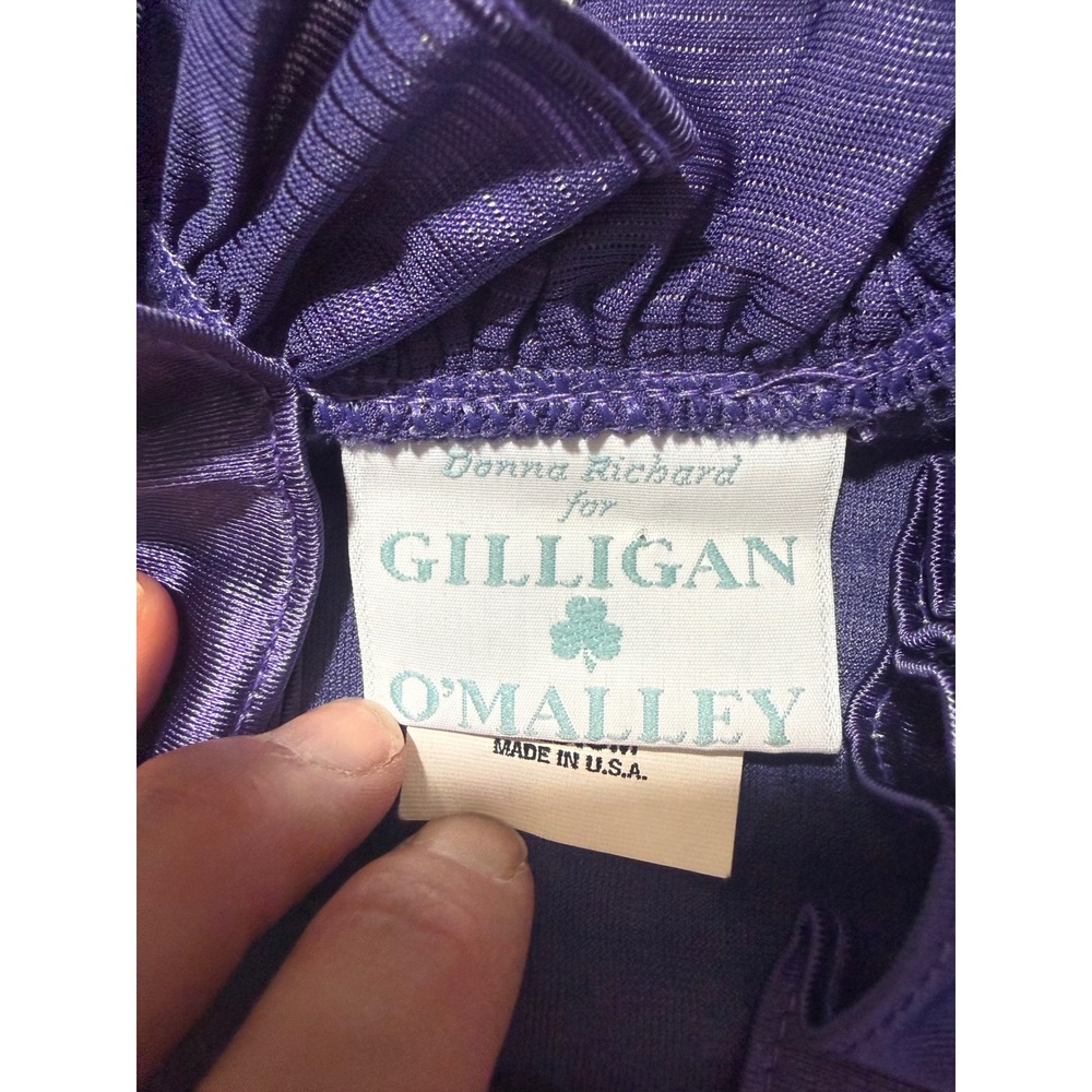 Donna Richard Gilligan O'Malley Vintage Purple Velvet Ruffle Maxi Robe USA Made - Picture 8 of 16